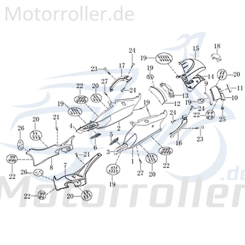 Rex INSIGNIO 125 250 DD Deckel grau 702095 Motorroller.de Kappe Schutz Blende Abdeckung Haube Abdeckhaube Schutzhaube Scooter