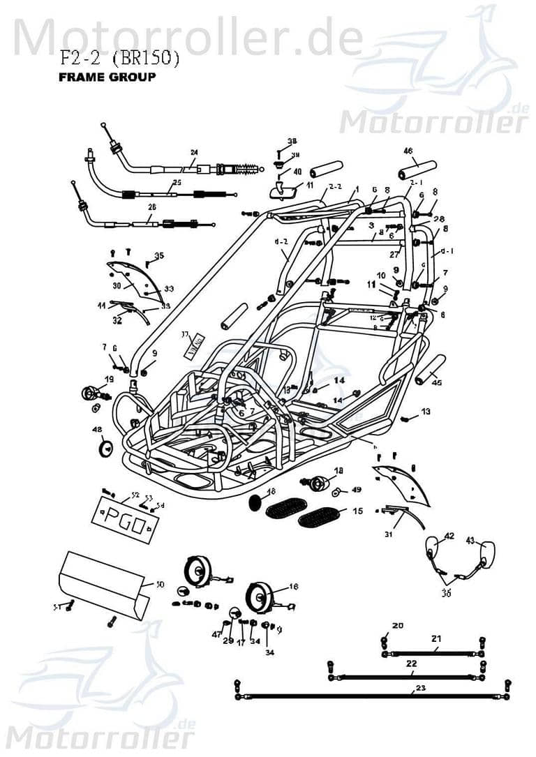 PGO Scheinwerfer vorn Bugrider 250 Buggy 250ccm 4Takt Motorroller.de Frontscheinwerfer Hauptscheinwerfer Front-Scheinwerfer Vorderlicht Frontlicht