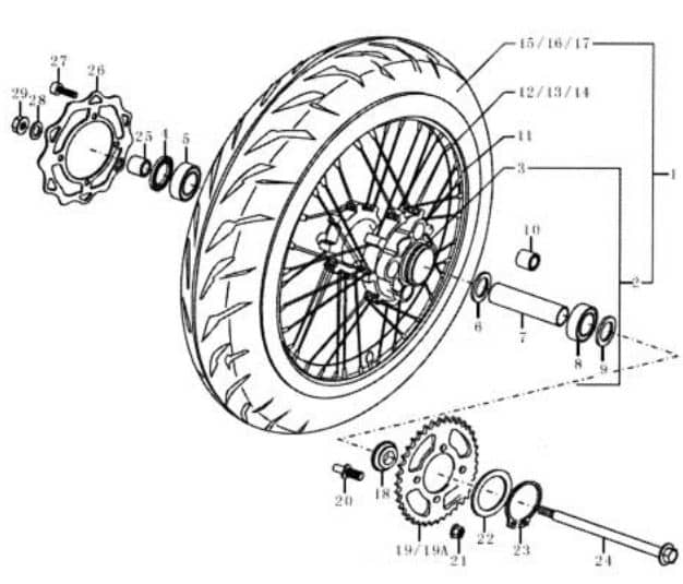 Distanzbuchse rechts Rex Enduro 125 DD Distanzhülse 89941 Motorroller.de Distanzring Distanz-Hülse Passhülse Passbuchse 125ccm 4Takt Motorrad Service