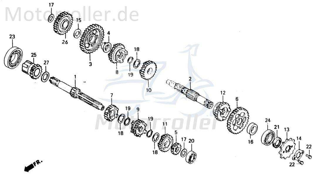 Chunlan Chopper Antriebskettenrad 125ccm 4Takt ABB-P20-NO.-13 Motorroller.de 244FM Motorrad Moped Ersatzteil Service Inpektion Direktimport