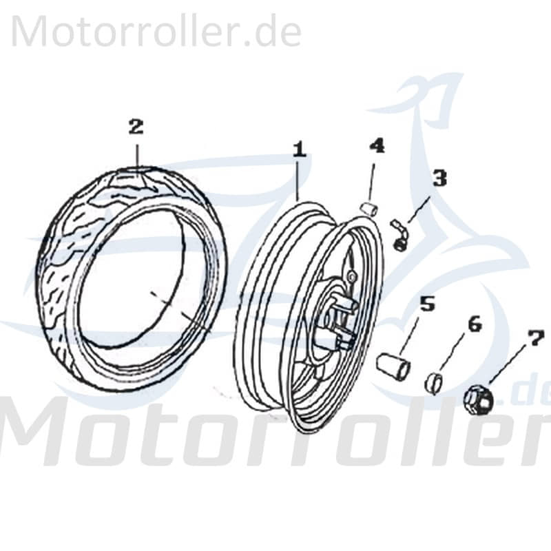 Kreidler Hiker 2.0 125 DD Felge hinten 3.50x13 125ccm 4Takt 706642 Motorroller.de 3.50-13 Hinterrad Hinterrad-Felge Hinterradfelge Original Ersatzteil