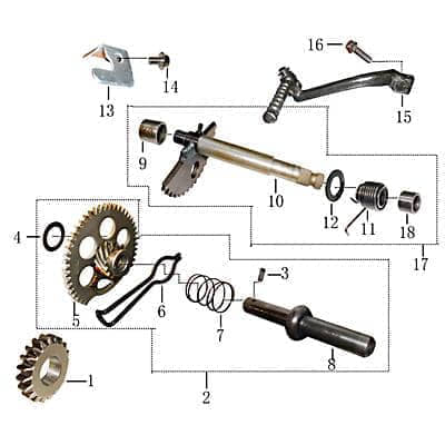 Kickstarterwelle Kurz 130mm 4T 125/180ccm Rex 704390
