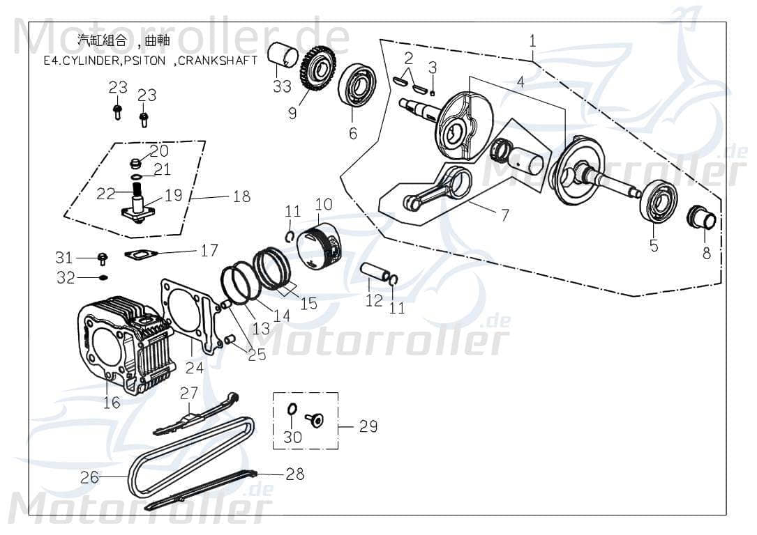PGO Bugrider 200 Kurbelwelle Buggy 200ccm 4Takt C70665000000 Motorroller.de Motorwelle Kolbenantriebswelle Crankshaft Kurbel-Welle Motor-Welle Service