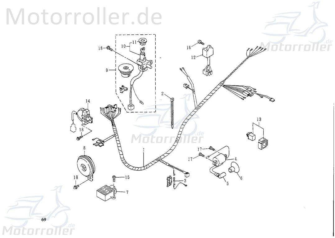 Kabelbaum Rex Flash 50 Kabelsatz Stromverteiler 73652 Motorroller.de Strom-Verteiler Kabel-Set Kabelbündel Kabel-SatzKabelbaumverteiler
