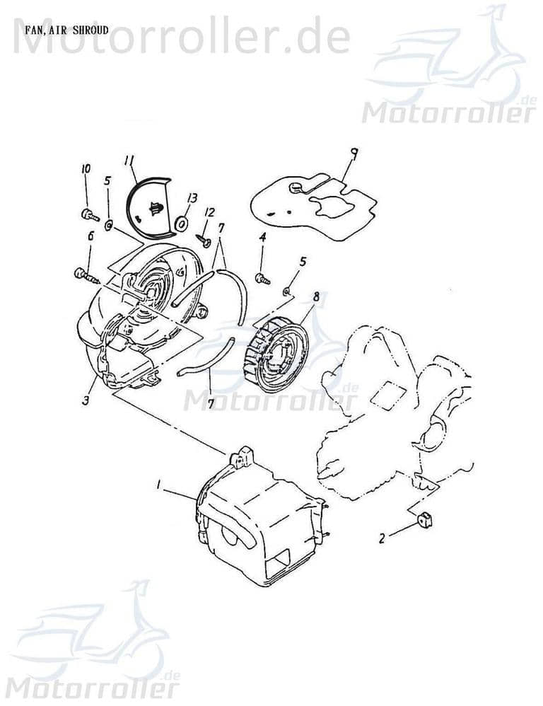 Adly Gebläserad hoch 3 Schrauben Lüftergehäuse 50ccm 4Takt Motorroller.de Lüfterrad Flügelrad Luftrad Lüfter-Rad Luft-Rad Ventilatorrad Belüftungsrad
