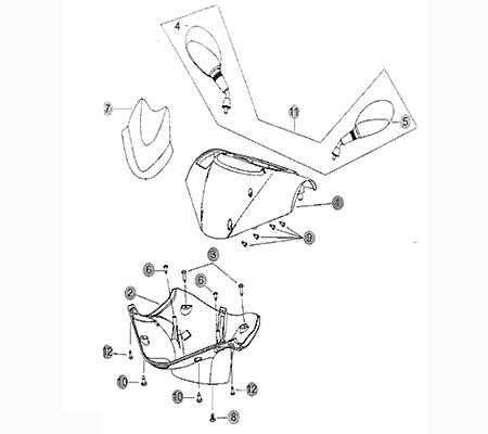 Lenkerverkleidung oben schwarz Cover Motorroller 730503