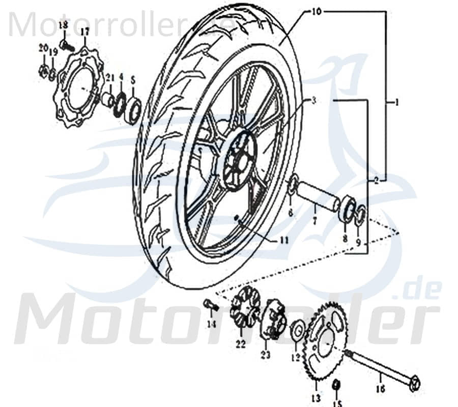 Kreidler Supermoto 125 DD Distanzbuchse Hinterrad 91587 Motorroller.de Hülse Kettenrad Distanzhülse Distanzring Distanz-Hülse Passhülse