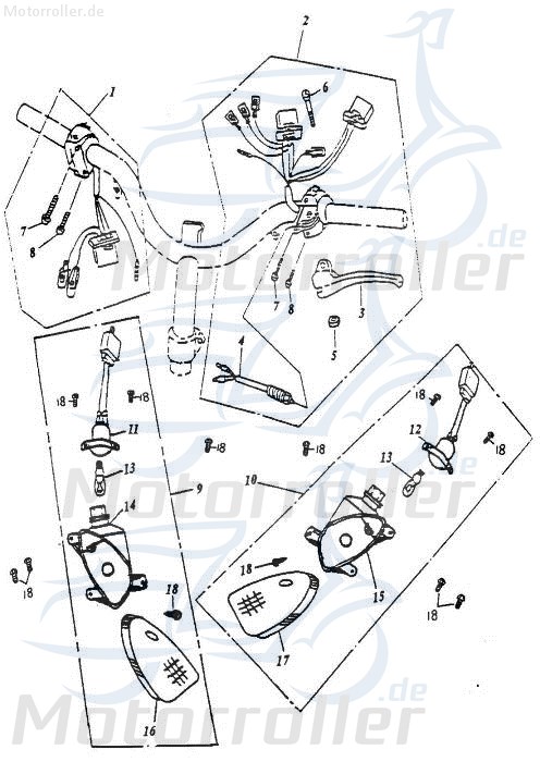 Adly Lenkerarmatur links Super Sonic 50 Roller 50ccm 2Takt Motorroller.de Schaltergehäuse Kombischalter Schaltereinheit Schalterelement 50ccm-2Takt