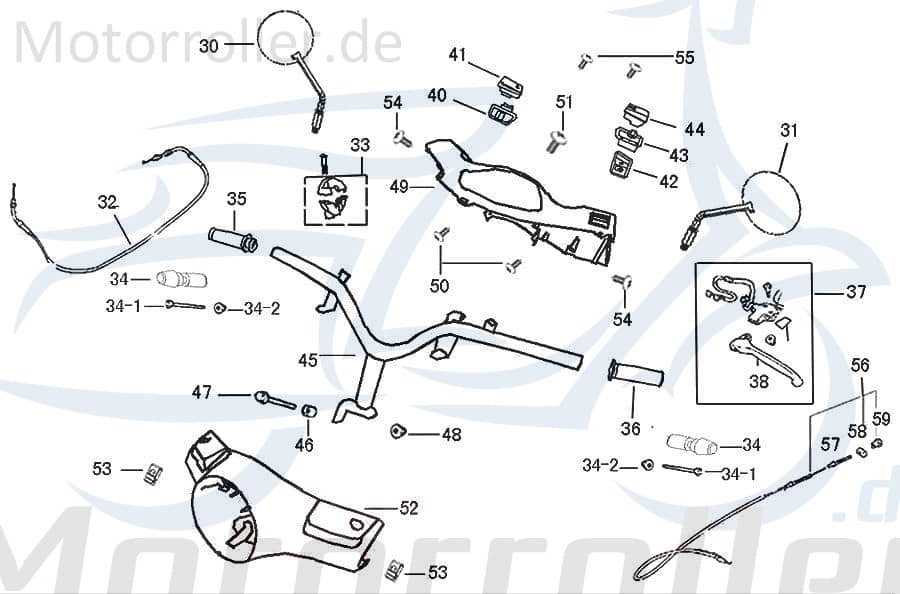 Luxxon Emily 50 Lichtschalter 50ccm 4Takt 35151-WY-9000 Motorroller.de Knopf Ausschalter Einschalter Scheinwerferschalter Licht-Schalter 50ccm-4Takt