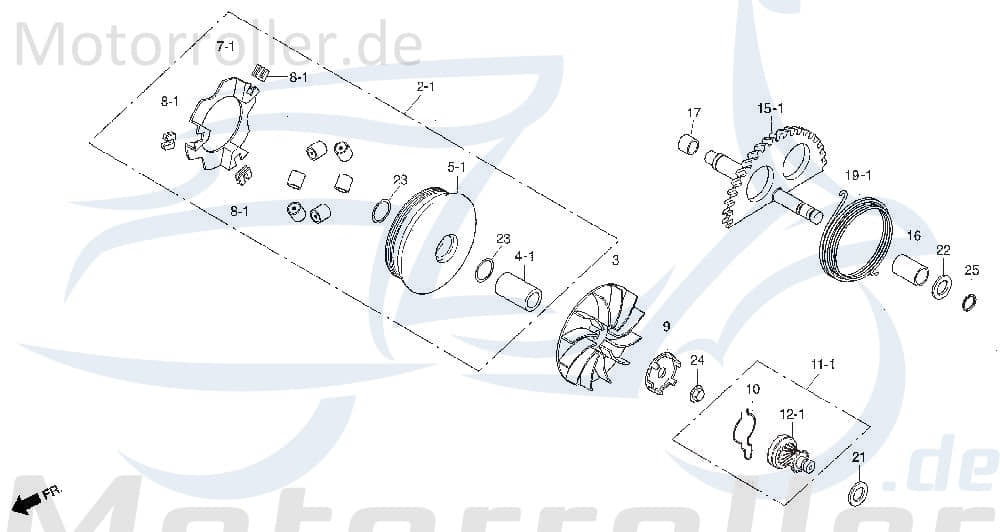 Daelim Otello 125 Kickstarterfeder 125ccm 4Takt 28281-SA1-0200 Motorroller.de Rückholfeder Torsionsfeder Spannfeder Federklammer Haltefeder 152QMI