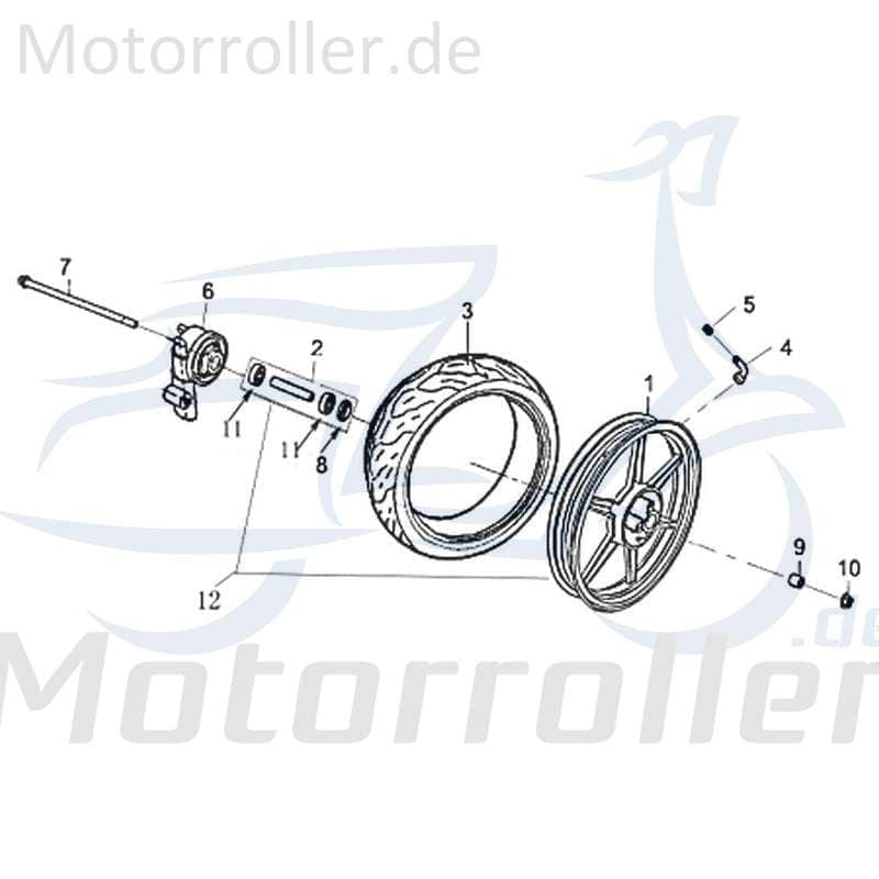 Rex E-Rex Alufelge vorn 13x3.5 Zoll 50ccm elektro 701212 Motorroller.de Aluminiumfelge Alurad Elektroroller Jonway Galactica 2.0 RC 50 Ersatzteil