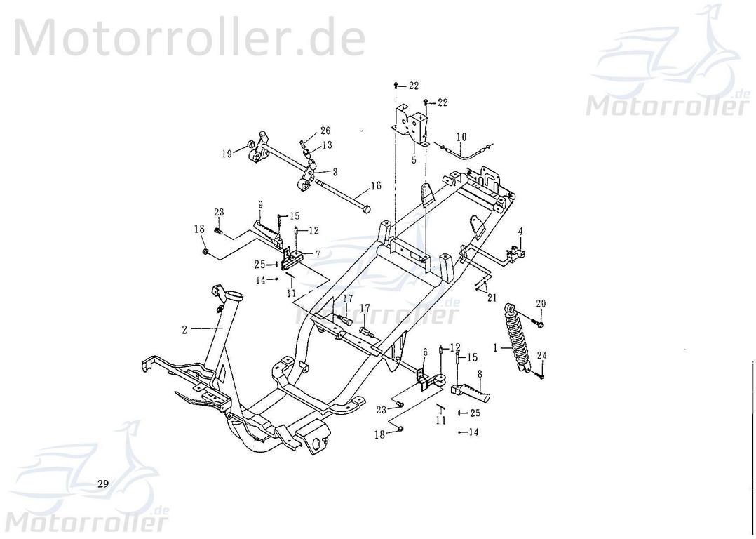SMC Extra 50 Off Road Fußraste 50ccm 2Takt 53441-PAF-00 Motorroller.de rechts Fußablage Fußtritt Fußraster Fuß-Ablage Fuß-Raste Fuß-Tritt Mokick