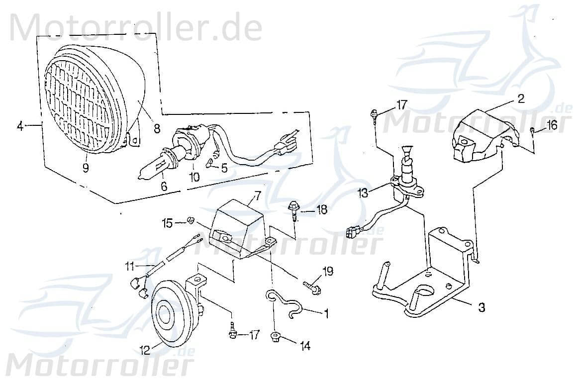 SMC Chopper 125 Scheinwerfer 125ccm 4Takt 55322-CHP-00 Motorroller.de Reflektor 12V35/35W Frontscheinwerfer Hauptscheinwerfer Front-Scheinwerfer