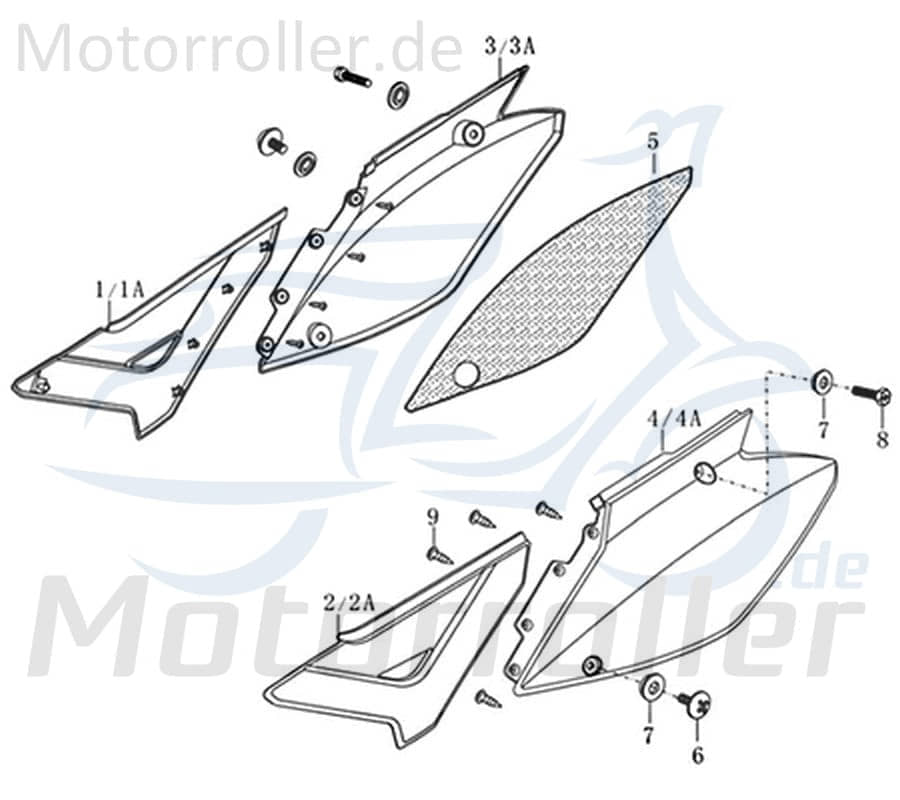 Kreidler DICE GS/SM 125i Verkleidung rechts oben schwarz glanz 781055 Seitenverkleidung Seitenabdeckung
