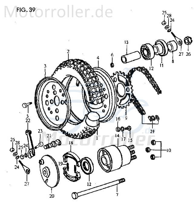 Jincheng Ritzel Hinterrad 50ccm 2Takt Steuerrad 64511-A0300 Motorroller.de Zahnrad Ketten-Rad Zwischenrad Steuer-Rad Zahn-Rad Getrieberad Zwischen-Rad