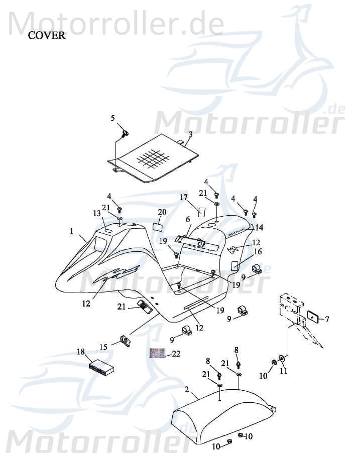Adly Fun Cruiser FC 20 Aufkleber 50ccm elektro 87741-165-00B Motorroller.de Sticker Dekor Dekor-Aufkleber Klebeetikett Scooter Ersatzteil Service