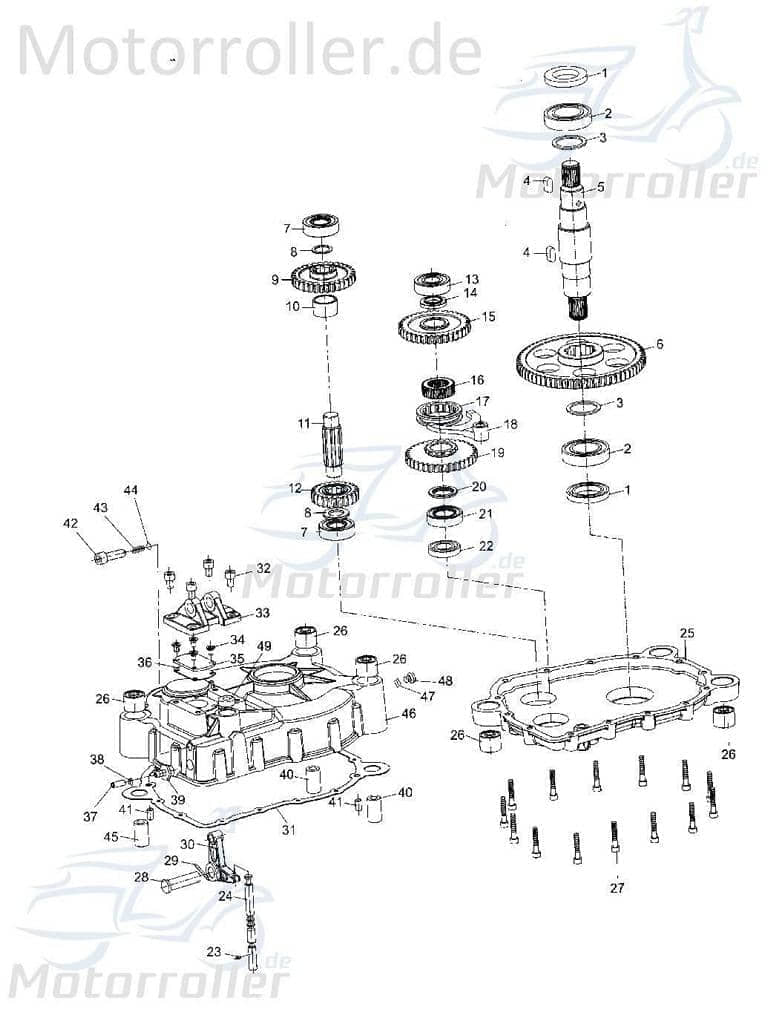 Tongjian Strassenbuggy 250 Schaltgabel mit Welle 7.090.014 Motorroller.de Schaltwelle Eppella ECM Hammerhead Kasea TBM Wangye Buggy 250