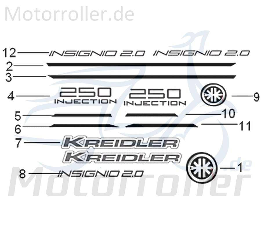 Kreidler Insignio 125 2.0 Dekorstreifen 125ccm 4Takt 05512N120001 Motorroller.de Dekoset Ziersteifen 125ccm-4Takt Scooter Qingqi Ersatzteil Service