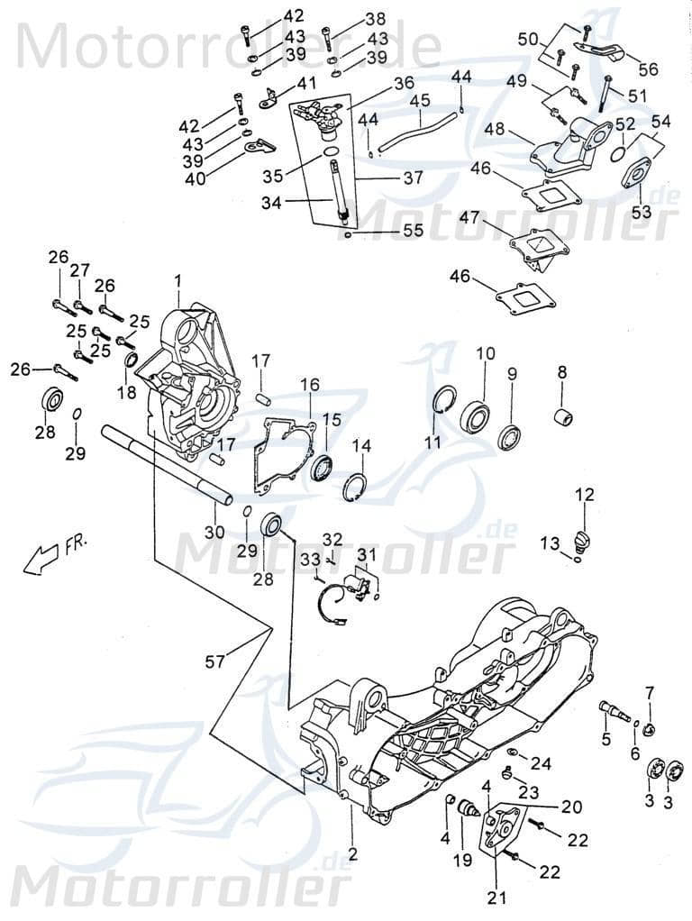 PGO Kurbelgehäuse links PMX 110 Motorgehäuse 110ccm 2Takt Motorroller.de Motorblock PGO 110ccm-2Takt Scooter PMX Sport 110 Ersatzteil Service