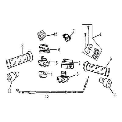 Licht-Schalter Auf-/Abblendlicht Rex Roller 50ccm 4Takt Motorroller.de Fernlichtschalter Frenlicht Knopf 139QMB Scooter RS460 Mofaroller 4-T RS1100