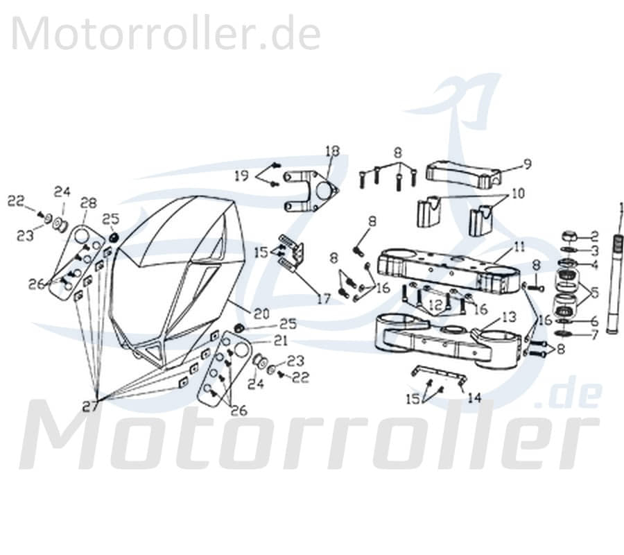 CPI Supermoto 125 DD Scheinwerferverkleidung 125ccm 4Takt D10-25122-00-69 Motorroller.de Scheinwerfer-Verkleidung Lenker-Verkleidung 125ccm-4Takt