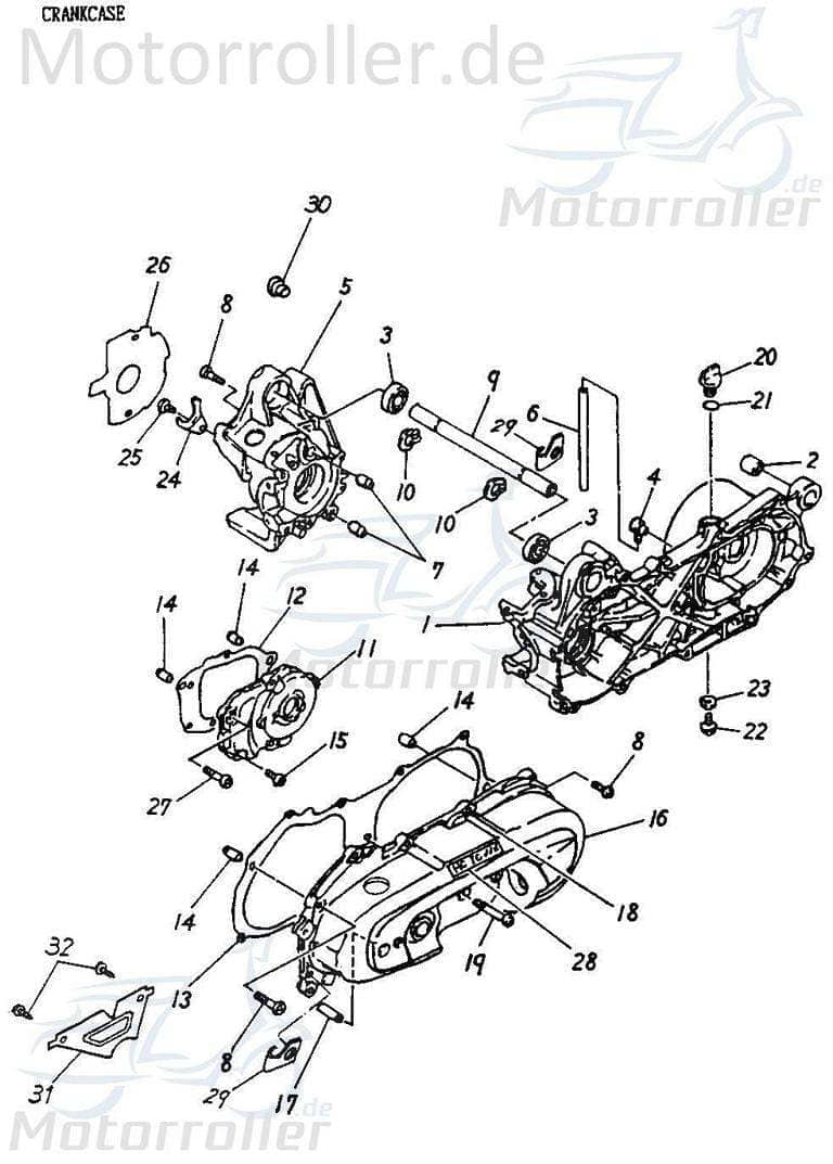 Adly Kurbelgehäuseklemme Minarelli liegend JET 50 11150-116-000 Motorroller.de Kurbelgehäuseclip Scooter Air Tec 1 50 LC Ersatzteil Service Inpektion
