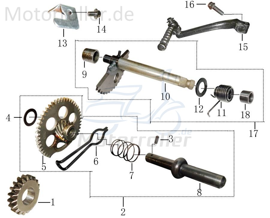 AGM Fighter 125 One Buchse Kickstarterwelle 125ccm 4Takt YYGY1251109 Motorroller.de 14x18x16mm 180ccm Hülse Distanzhülse Lagerbuchse Distanz-Hülse