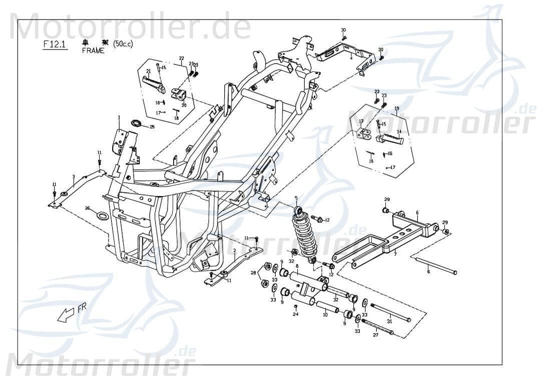 Fußrasterhalter Links PGO G-Max M2463020000 Motorroller.de Fußraste Fußablage Befestigung Halterung Halter