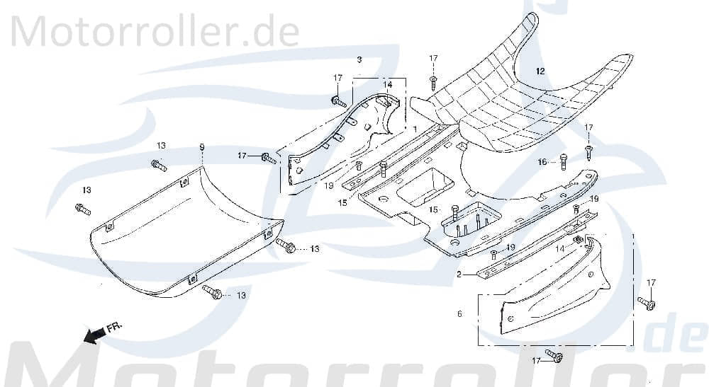 Daelim Otello 125 Trittbrettverkleidung 125ccm 4Takt 5061A-SA1-0000-IG Motorroller.de Fußbrettverkleidung unten Scooter Ersatzteil Service Inpektion