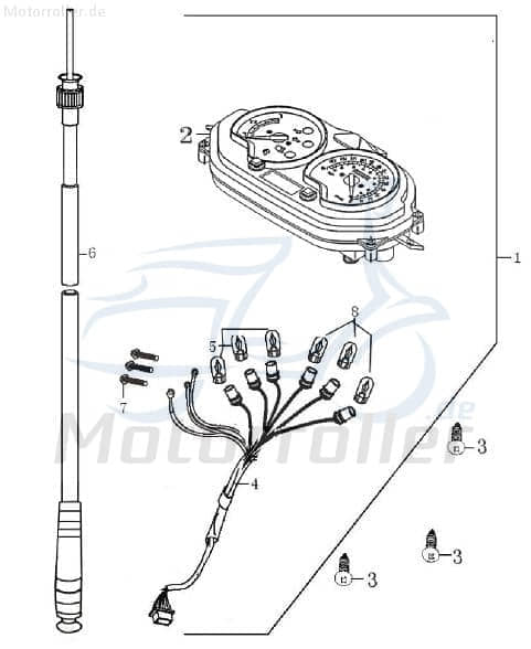 Tachowelle 980mm Einbaulänge unten 1080301-1