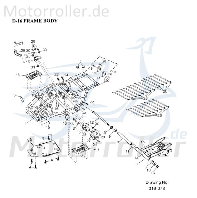 Aeon Overland 180 Verbindungsplatte 180ccm 4Takt 50371-201-000 Motorroller.de links Verbindungschlauch 180ccm-4Takt Quad ATV Cobra 180 RS II UTV