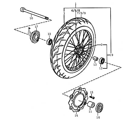 Vorderrad komplett (m. Bereifung) Felge FIG.C30A-1