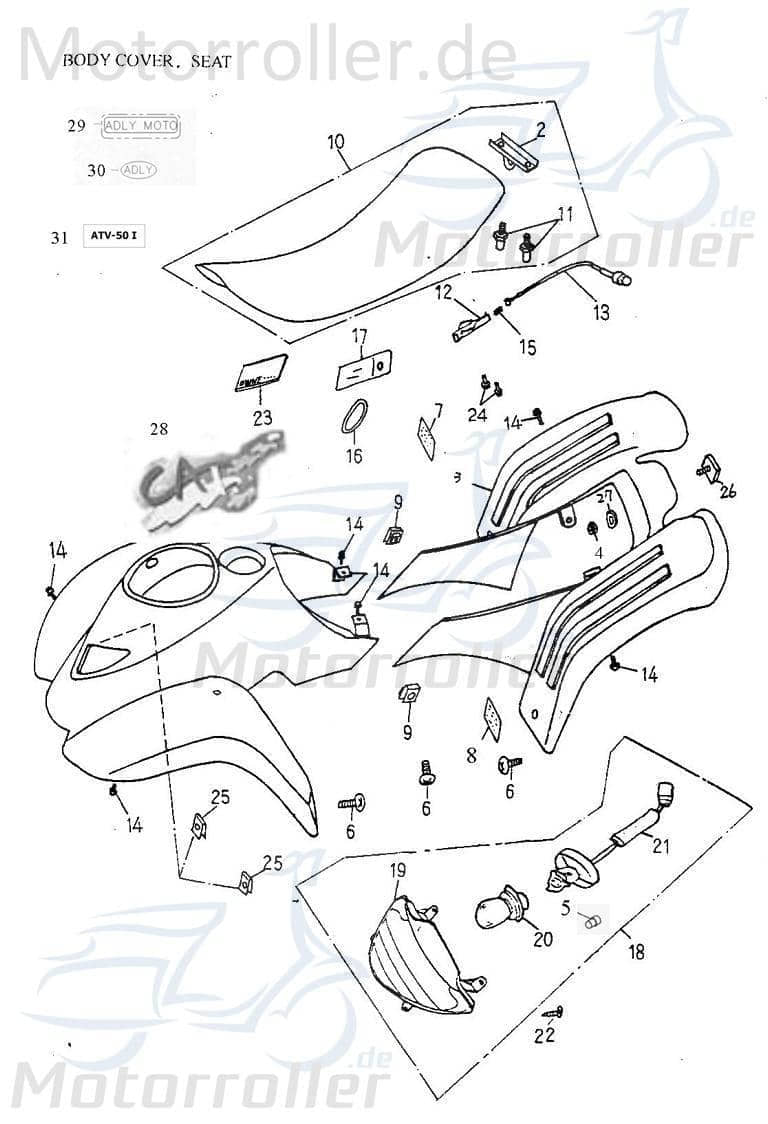 Adly Bundschraube M6x20mm Maschinenschraube Quad 50ccm 2Takt Motorroller.de Flanschschraube Flansch-Schraube Maschinen-Schraube Bund-Schraube ATV UTV