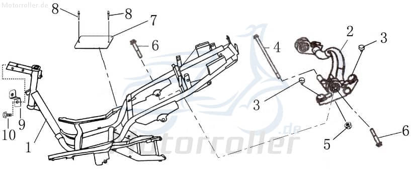 Achse Motorschwinge M10x1.25x185mm AGM Roller 125ccm 4Takt Motorroller.de Bolzen 152QMI Scooter Fighter 125 Fighter 125 Sport Ersatzteil Service