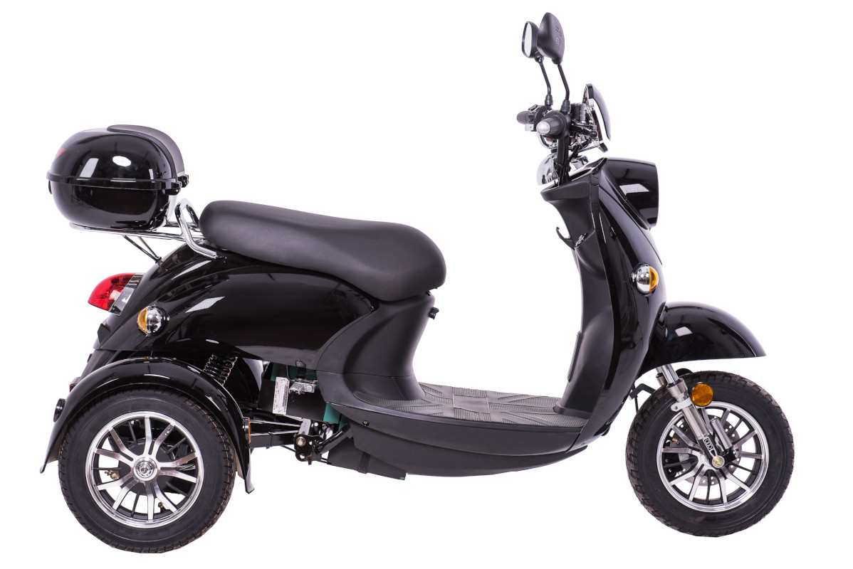 Dreirad Scoody E Trike ZT-63B 25 km/h schwarz Bleisäure-Akku 650 Watt Elektroroller E-Scooter E-Roller Dreiradroller E-Trike E-Dreirad Mofa