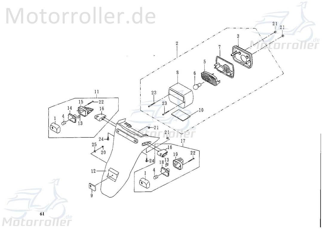 SMC Rücklicht REX Quad 50 Rückleuchte ATV 50ccm 2Takt Motorroller.de Rückstrahler Rück-Leuchte Rückleuchteneinheit Rückleuchten-Einheit 50ccm-2Takt