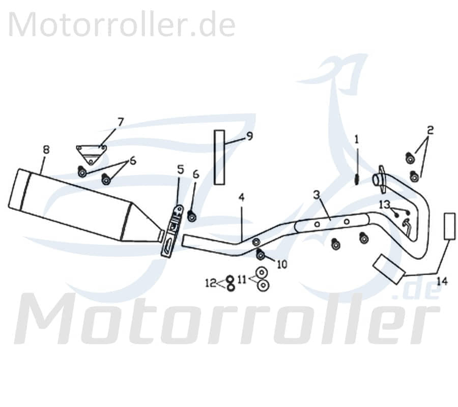 Rex Supermoto 125 DD Auspuffkrümmer 125ccm 4Takt 730719 Motorroller.de Abgaskrümmer Auspuff-Krümmer Auspuff-Rohr Auspuff-Bogen Krümmer-Rohr Motorrad