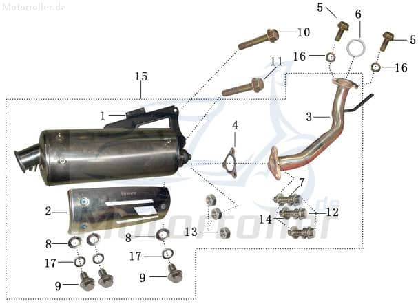 Auspuff Edelstahl mit Anschluss SLS YYB950QT-2-01000-A