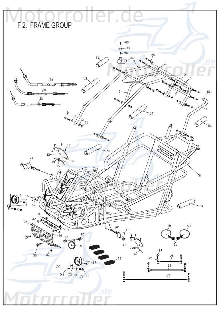 PGO Bugrider 200 Handbremszug Feststelbremse Handbremse 200ccm 4Takt B55444100002 Motorroller.de Buggy Ersatzteil Service Inpektion Direktimport