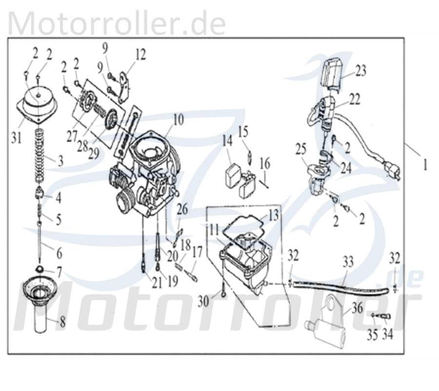 Kreidler Flory 125 Classic Kaltstartventil 742205 E-Choke Kaltstartautomatik Kolbenstarter Chokeventil Startautomatik Vergaser Motorroller Scooter