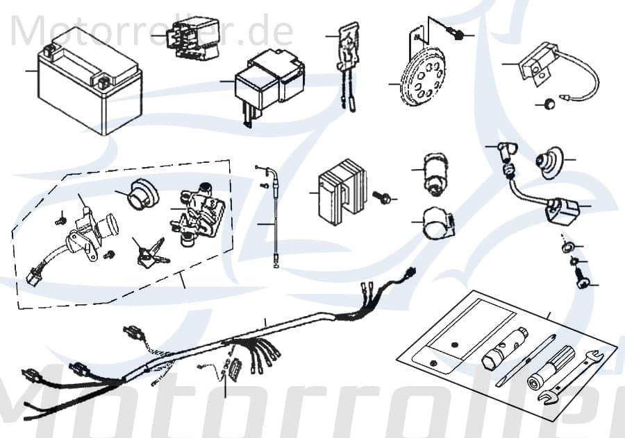 Kreidler Florett RMC-F 50 125 Schlosssatz 86680 Motorroller.de Schlössersatz Schloss Set Kit Zündschloss