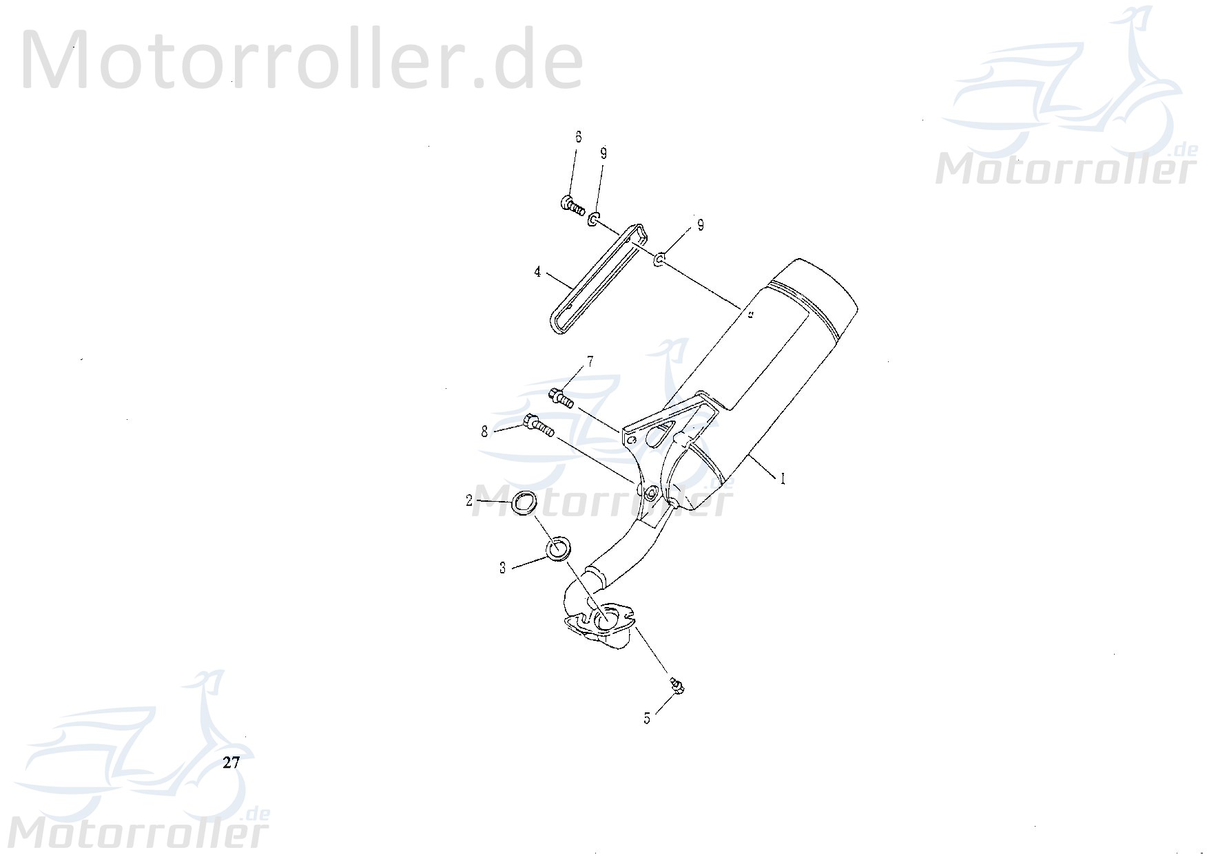 SMC Kontra T 50 Auspuffblende Roller 50ccm 2Takt 31618-NJF-00 Motorroller.de schwarz Auspuffschutz Hitzeblech Auspuffabdeckung Auspuff-Blende Scooter