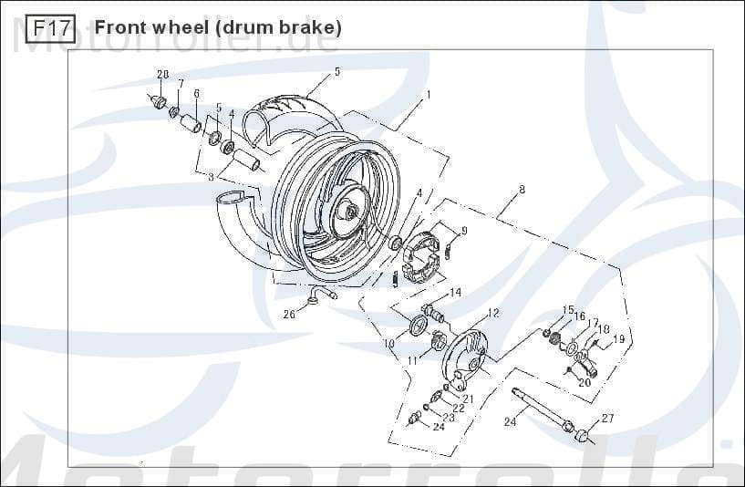Spezialmutter M8x25mm AGM M12x1.25 Scooter GB6187-86-M12X1-25 Motorroller.de 50ccm-4Takt GMX 450 One JSD50QT-13 GMX 450 ZX50QT-7A Moped Ersatzteil