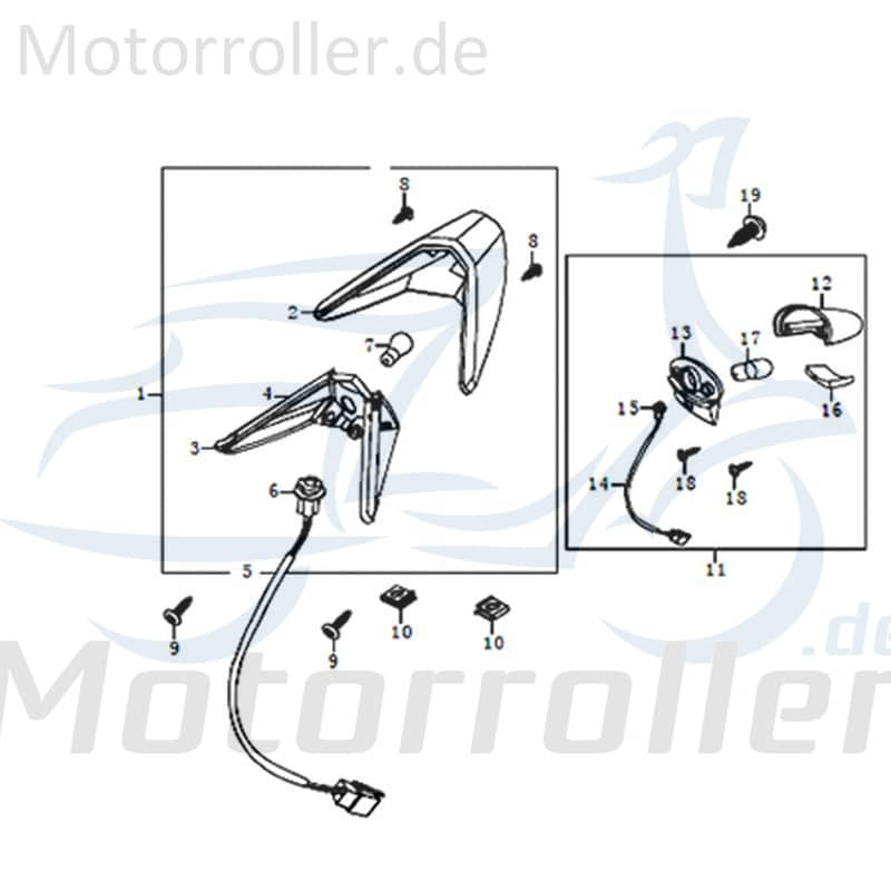 Kreidler DICE GS/SM 125 Pro Nummernschildbeleuchtung 91334 Motorroller.de Kennzeichenbeleuchtung Motorrad STREET 125 DD