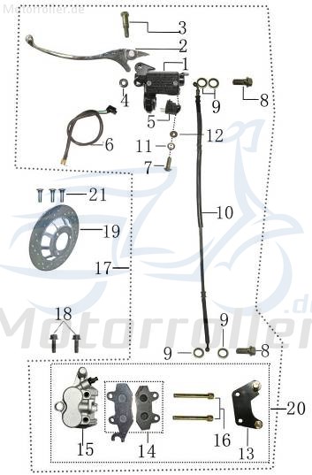 Bolzen Bremssattelhalter AGM Fighter 50 One 2090104-8Motorroller.de Gewindebolzen Gewindestift Schraube Bremszange