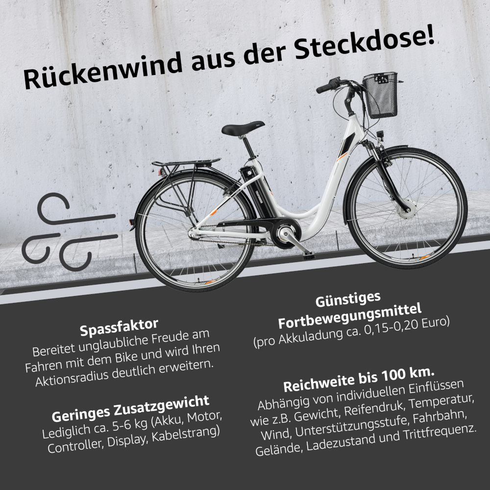 E-Bike Telefunken RC830 Multitalent Elektrofahrrad City-Pedelec weiß 28" RH 48cm E-Fahrrad Citybike