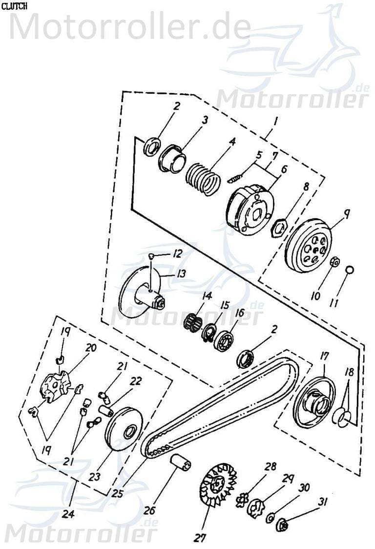 Adly Cat 50 Variohülse / Führungsbuchse 50ccm 2Takt 96401-131837 Motorroller.de vorn Führungshülse Variobuchse Minarelli liegend Scooter Ersatzteil