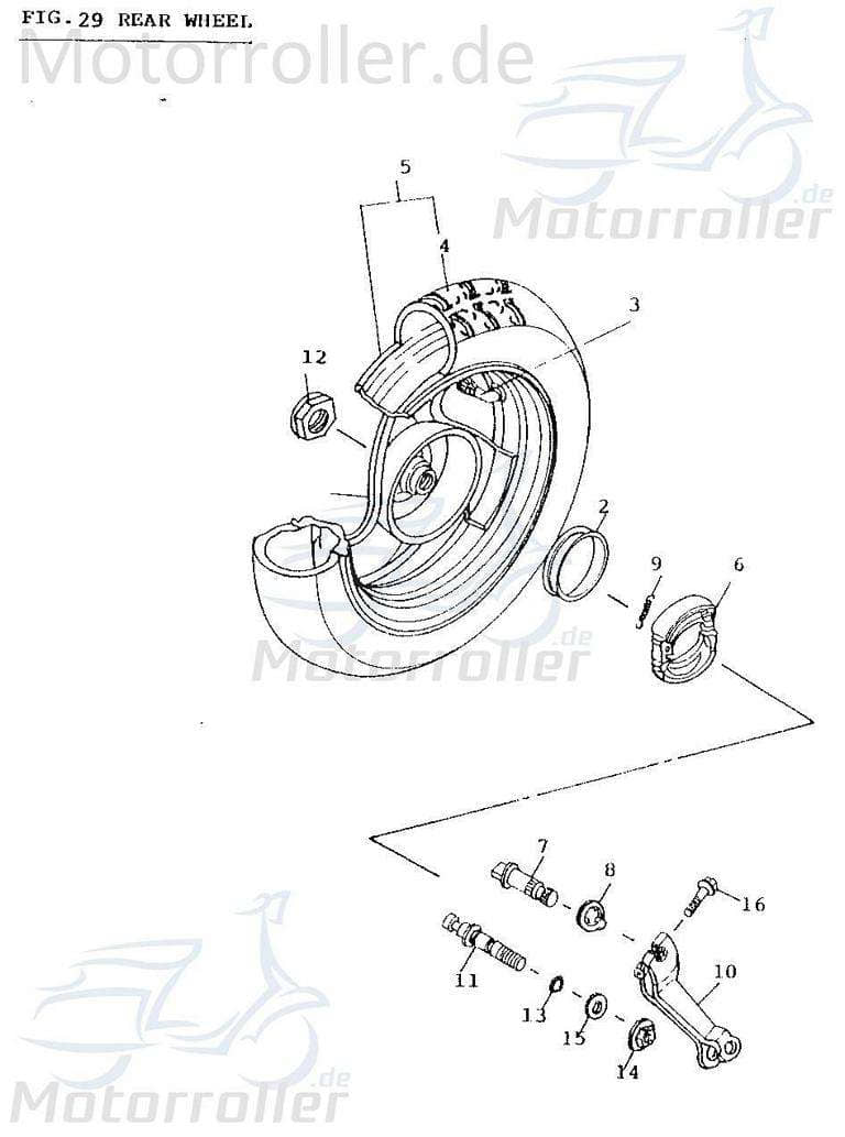 Adly Komplettrad Quad hinten Fox Plus 50 FP-50 + 50ccm 2Takt Motorroller.de Felge Reifen Radreifen Motorrollerfelge 50ccm-2Takt Scooter Scoody 50