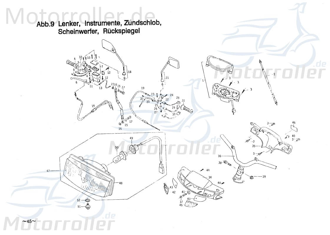 PGO Tachometer Galaxy 50 Geschwindigkeitsmesser Roller E1561000000 Motorroller.de Geschwindigkeitsanzeige Speedometer kmh-Anzeige Tachoeinheit Mokick