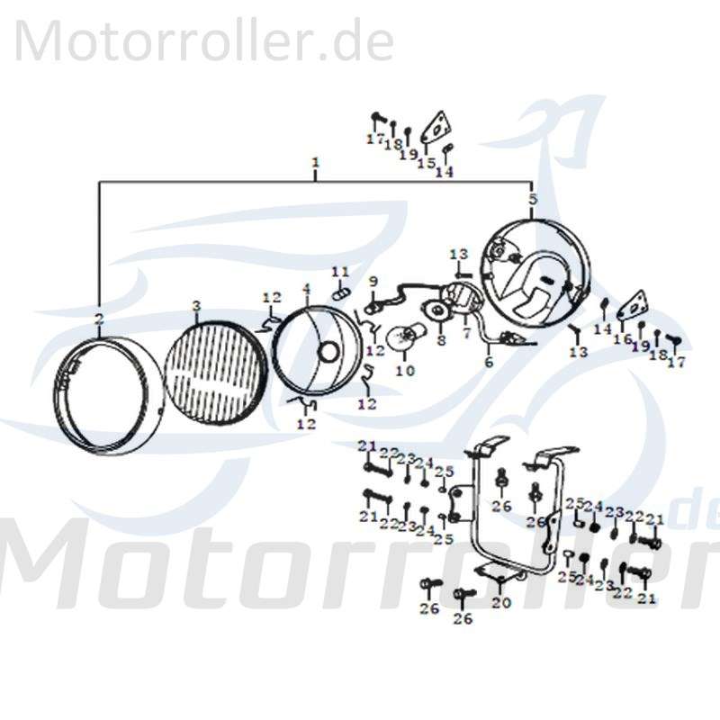 Kreidler STREET 125 DD Scheinwerfer 125ccm 4Takt 91321 Motorroller.de Frontscheinwerfer Hauptscheinwerfer Front-Scheinwerfer Vorderlicht Frontlicht